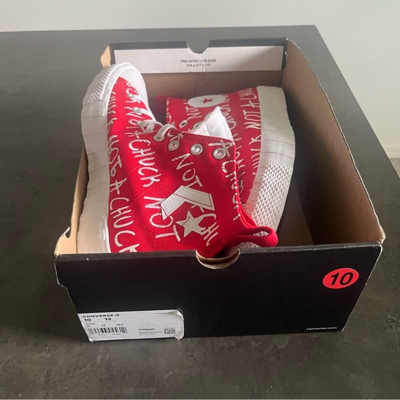NEW MENS UNT1TL3D "Not a Chuck - Red" CONVERSE SNEAKERS HIGH TOPS Size 10 - Picture 7 of 10